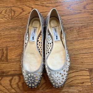 Jimmy Choo Silver Ballet Flats